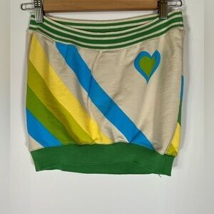Vintage Y2K Itsus geometric heart tube top green yellow cream szM beach festival